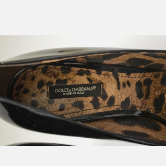DOLCE & GABANNA  Black Patent Square Toe Block Heels Pumps  9.5 US 40 EU - Picture 7 of 11